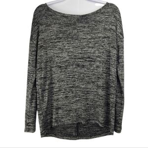 Lou & Grey Space Dye Gray Boatneck Top Sz XS High Low Long Sleeve